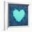 Turquoise Vintage Heart on Blue Denim Fabric-Anna-Mari West-Framed Art Print