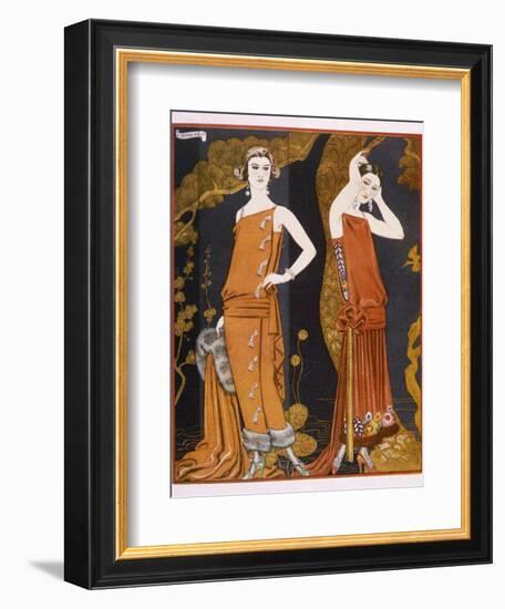 Orientally Inspired Gowns by Worth in Lacquer Reds-Georges Barbier-Framed Photographic Print