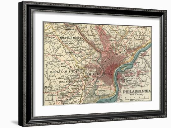 Map of Philadelphia (C. 1900), Maps-Encyclopaedia Britannica-Framed Art Print