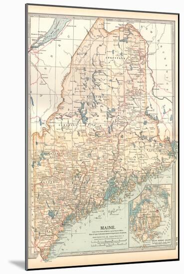 Map of Maine, United States. Inset of Mount Desert Island-Encyclopaedia Britannica-Mounted Art Print