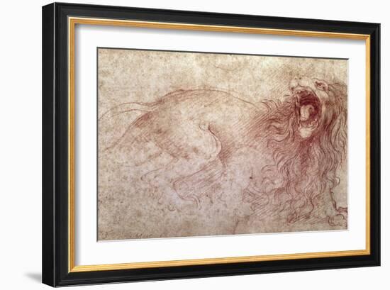 Sketch of a Roaring Lion-Leonardo da Vinci-Framed Giclee Print