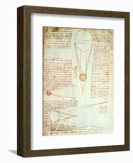 Studies of the Illumination of the Moon, Fol. 1R from Codex Leicester, 1508-1512-Leonardo da Vinci-Framed Giclee Print