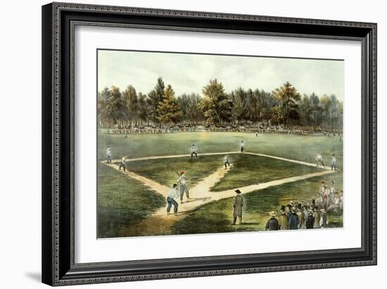 The American National Game of Baseball - Grand Match at Elysian Fields, Hoboken, Nj, 1866-Currier & Ives-Framed Giclee Print