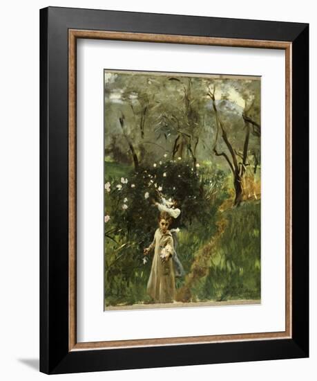 Gathering Flowers at Twilight-John Singer Sargent-Framed Giclee Print