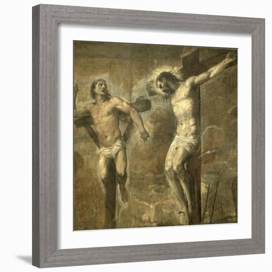 Christ on the Cross and the Good Thief, c.1565-Titian (Tiziano Vecelli)-Framed Giclee Print