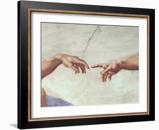 The Creation of Adam, c.1510 (detail)-Michelangelo Buonarroti-Framed Giclee Print