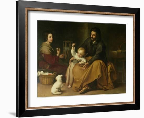 The Holy Family with the Little Bird, circa 1650-Bartolome Esteban Murillo-Framed Giclee Print