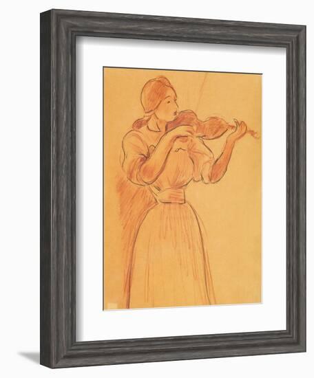 The Violin, 1894 (Pencil and Red Chalk on Paper)-Berthe Morisot-Framed Giclee Print