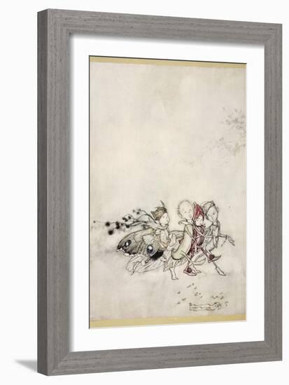 Enter Peasebottom, Cobweb, Moth, and Mustardseed-Arthur Rackham-Framed Giclee Print