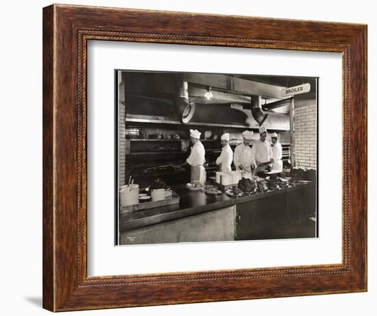 Cooks at the Broiler in the Kitchen of the Hotel Commodore, 1919-Byron Company-Framed Giclee Print