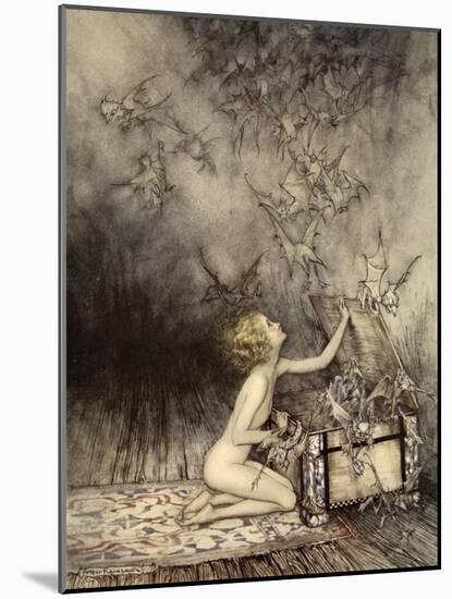 A Sudden Swarm of Winged Creatures Brushed Past Her-Arthur Rackham-Mounted Giclee Print