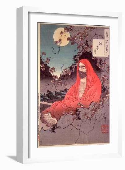 Meditation by Moonlight, (Colour Woodblock Print)-Tsukioka Kinzaburo Yoshitoshi-Framed Giclee Print