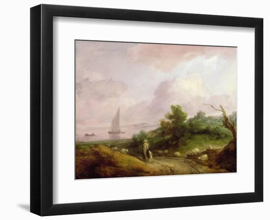 Coastal Landscape with a Shepherd and His Flock, C.1783-4-Thomas Gainsborough-Framed Giclee Print