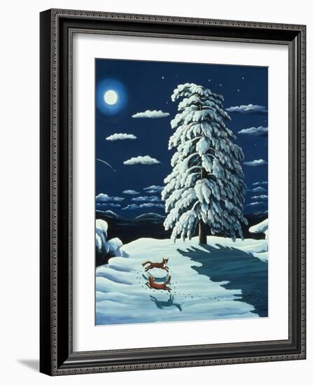 Foxes in Moonlight, 1989-Liz Wright-Framed Giclee Print