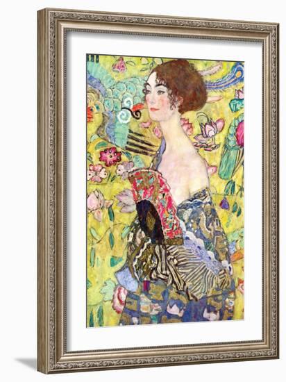 Lady with a Fan, 1917-18-Gustav Klimt-Framed Giclee Print