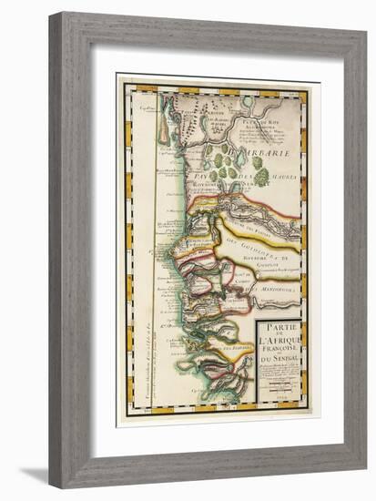 Map of Senegal, Mauritania and Gambia, 1729-null-Framed Giclee Print