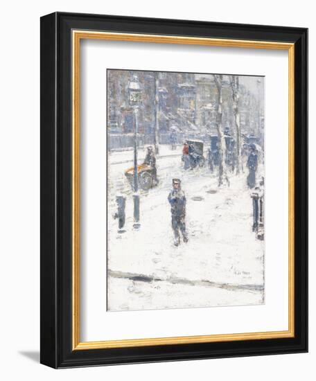 Snow Storm, Fifth Avenue, New York, 1907-Childe Hassam-Framed Giclee Print