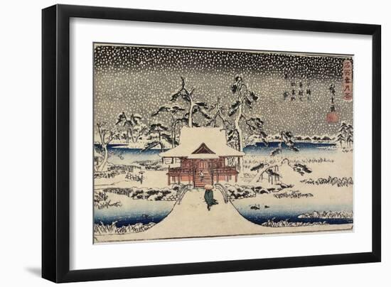 Snow at Benzaiten Shrine in the Pond of Inokashira, 1843-1847-Utagawa Hiroshige-Framed Giclee Print
