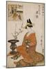 The Courtesan Karakoto of the Chojiya Seated by an Arrangement of Plum Flowers-Kitagawa Utamaro-Mounted Giclee Print
