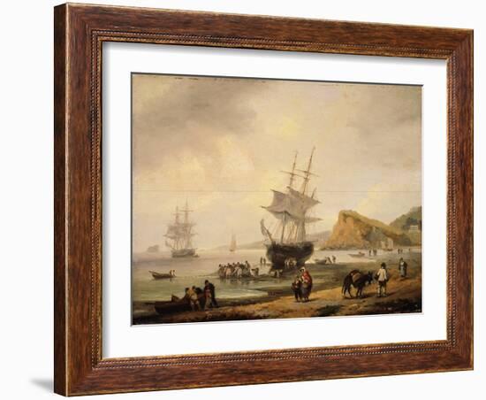 Fishing Scene, Teignmouth Beach and the Ness, 1831-Thomas Luny-Framed Giclee Print