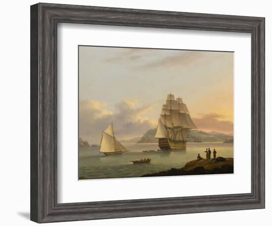 A Ship of the Line Off Plymouth, 1817-Thomas Luny-Framed Giclee Print