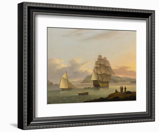 A Ship of the Line Off Plymouth, 1817-Thomas Luny-Framed Giclee Print