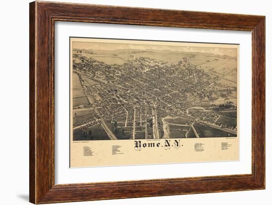 1886, Rome 1886 Bird's Eye View, New York, United States-null-Framed Giclee Print