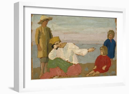 Dorelia and the Children at Martigues, 1910-Augustus Edwin John-Framed Giclee Print