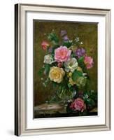 Roses in a Glass Vase-Albert Williams-Framed Giclee Print