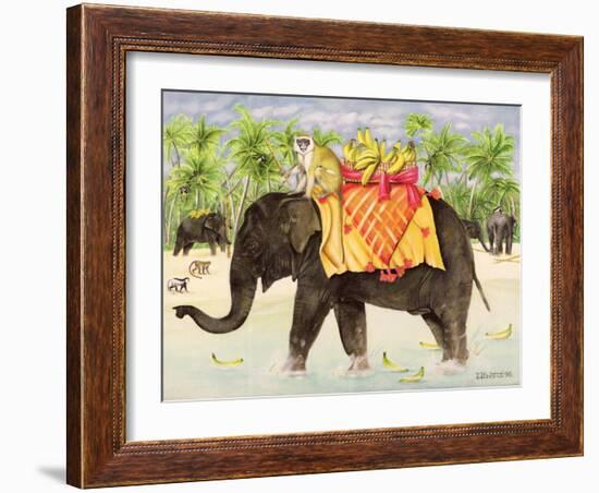 Elephants with Bananas, 1998-E.B. Watts-Framed Giclee Print