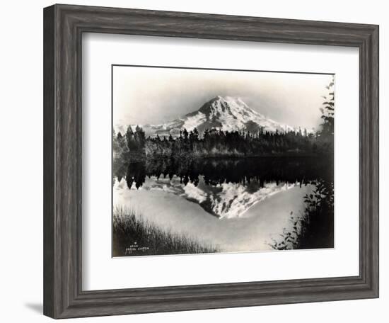 Mount Rainier From Spanaway Lake, 1922-Asahel Curtis-Framed Giclee Print