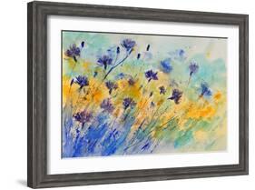 Watercolor Cornflowers-Pol Ledent-Framed Art Print