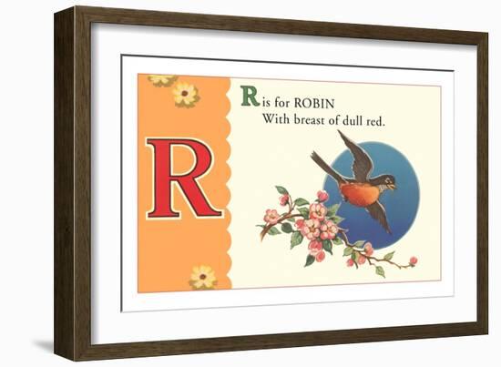 R is for Robin-null-Framed Art Print