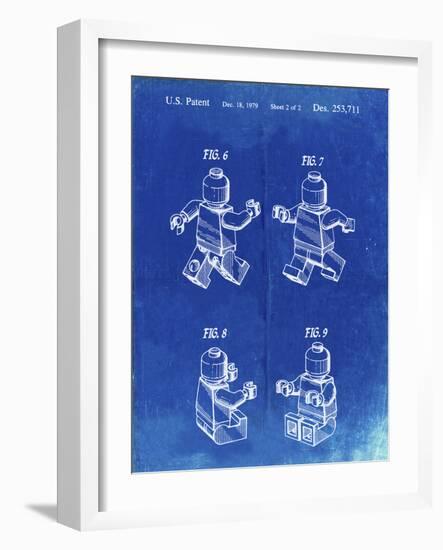 PP50 Faded Blueprint-Borders Cole-Framed Giclee Print