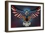 Eagle With US Flag Wings Spread-FlyLand Designs-Framed Giclee Print