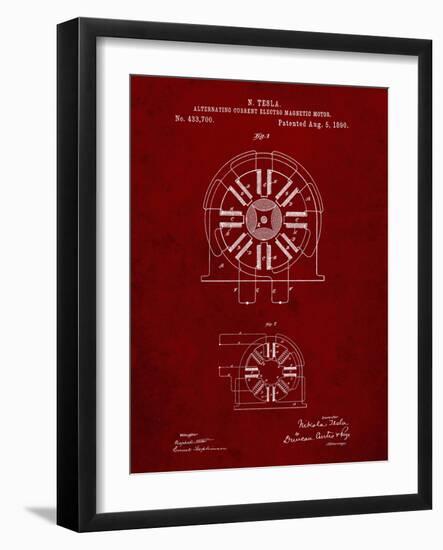 PP1092-Burgundy Tesla Coil Patent Poster-Cole Borders-Framed Giclee Print