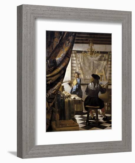 The Artists Studio or the Art of Painting-Johannes Vermeer-Framed Art Print