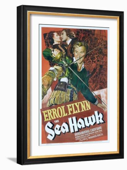 The Sea Hawk, Brenda Marshall, Errol Flynn, 1940-null-Framed Art Print