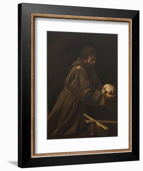 St. Francis in Meditation-Caravaggio-Framed Art Print