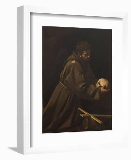 St. Francis in Meditation-Caravaggio-Framed Art Print