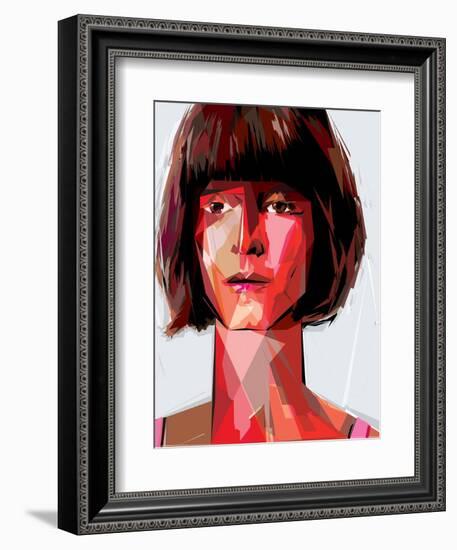 Red Woman-Enrico Varrasso-Framed Art Print