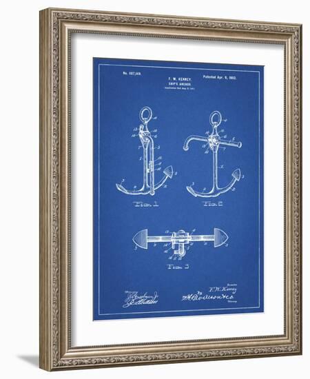 PP745-Blueprint Boat Anchor Patent Poster-Cole Borders-Framed Giclee Print