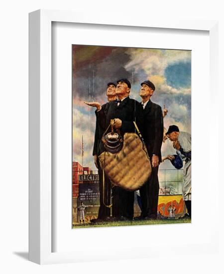 Tough Call - Bottom of the Sixth (Three Umpires), April 23, 1949-Norman Rockwell-Framed Giclee Print