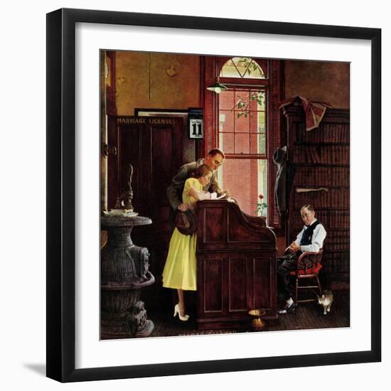 "Marriage License", June 11,1955-Norman Rockwell-Framed Giclee Print