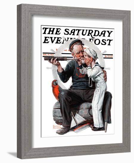 "Setting One's Sights" or "Ship Ahoy" Saturday Evening Post Cover, August 19,1922-Norman Rockwell-Framed Giclee Print