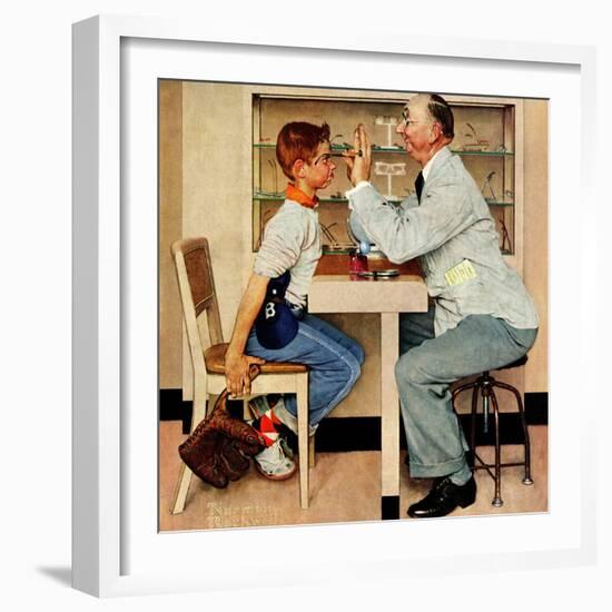 "At the Optometrist" or "Eye Doctor", May 19,1956-Norman Rockwell-Framed Giclee Print