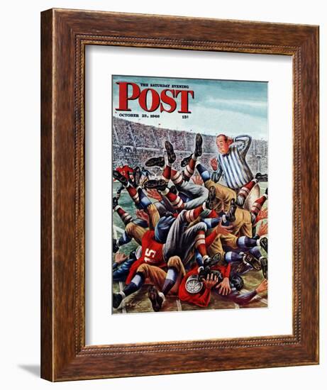 "Football Pile-up," Saturday Evening Post Cover, October 23, 1948-Constantin Alajalov-Framed Giclee Print