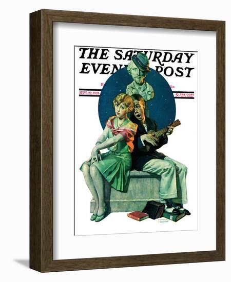 "Serenade" Saturday Evening Post Cover, September 22,1928-Norman Rockwell-Framed Giclee Print