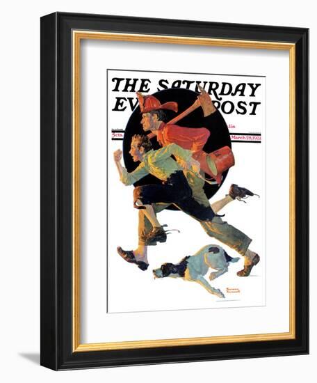 "To the Rescue" Saturday Evening Post Cover, March 28,1931-Norman Rockwell-Framed Giclee Print