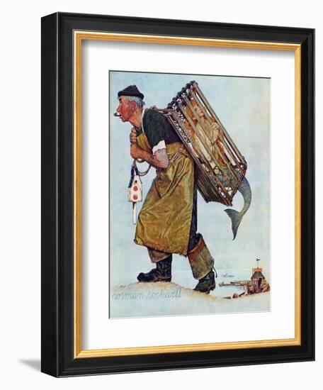 "Mermaid" or "Lobsterman", August 20,1955-Norman Rockwell-Framed Giclee Print